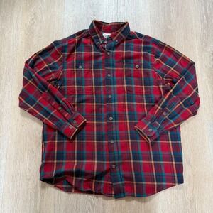 Duluth Trading Co. Flannel Men's Medium Red Yellow Blue Plaid Relaxed Fit NWT